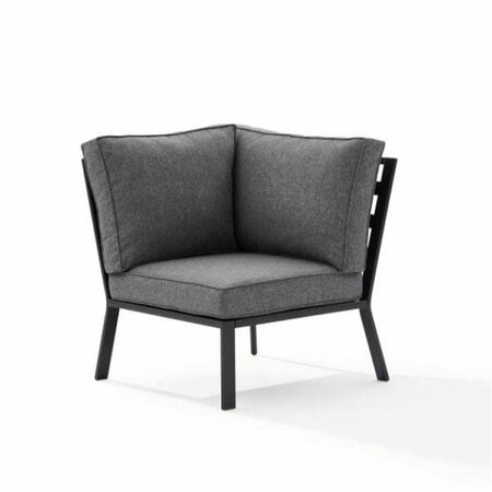 CLARK 34.5 x 28.75 x 28.75 in. Outdoor Metal Sectional Corner Chair, Charcoal KO70372MB-CL